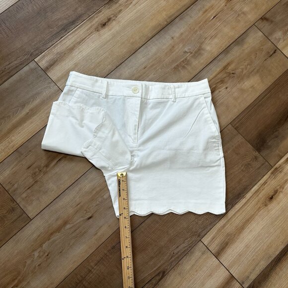 Talbots White Scalloped Hem Shorts 12 Petite Cotton Blend - Picture 9 of 12